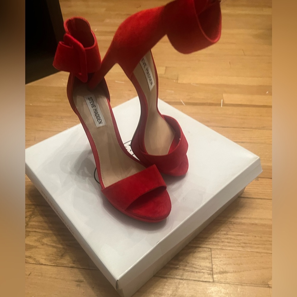 Red Steve Madden Heels Suede